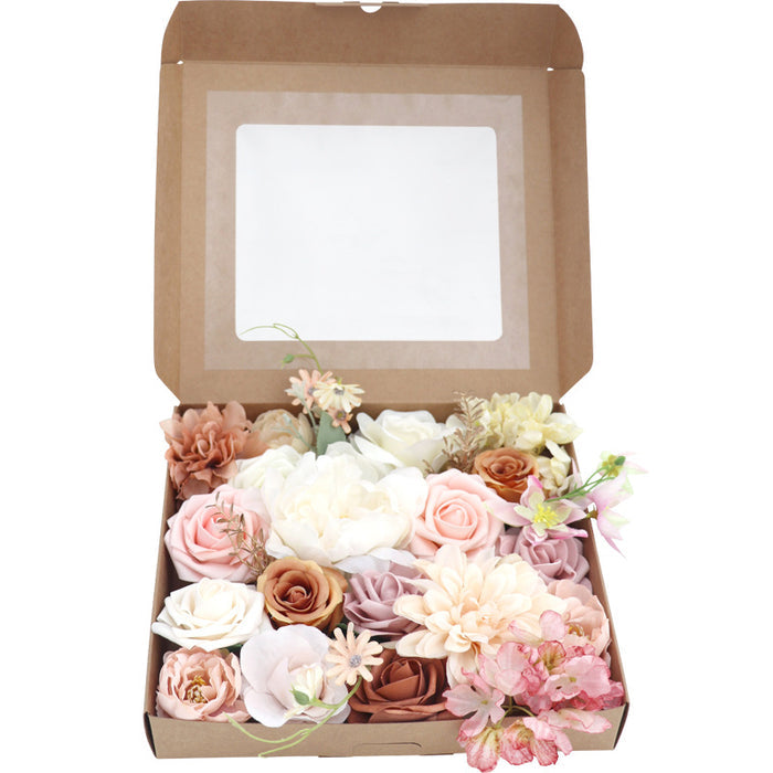 Bulk Roses Artificial Flowers Pink Bouquets Box Set for DIY Wholesale