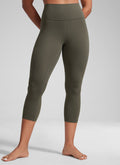 CRZ YOGA Women's High Waisted Capris Workout Leggings 21" Light Army Green