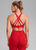 CRZ YOGA Women's Butterlift® Workout Crewneck Cross Back Sports Bra Aurora Red