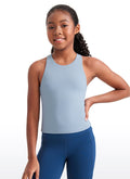 CRZ YOGA girl's Active Sports Butterluxe Racerback Tanks Waist Length Cambric Blue