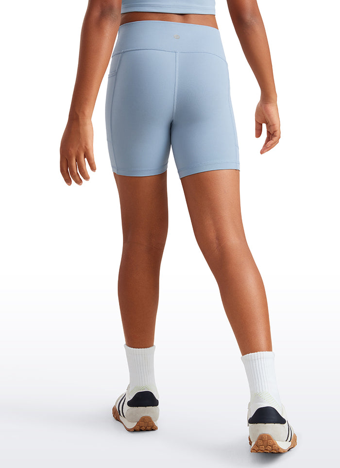 CRZ YOGA Girl's Active Sports Yoga Lounge Butterluxe Yoga Biker Shorts Cambric Blue