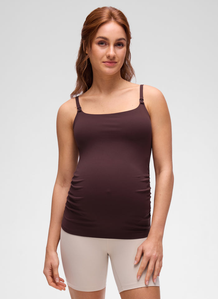 CRZ YOGA Women's Butterluxe Maternity Hip Length Clasps Nursing Tank Ripe Plum