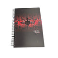 Cahier à spirale Squid Game avec gardes en combinaison rouge sur couverture noire