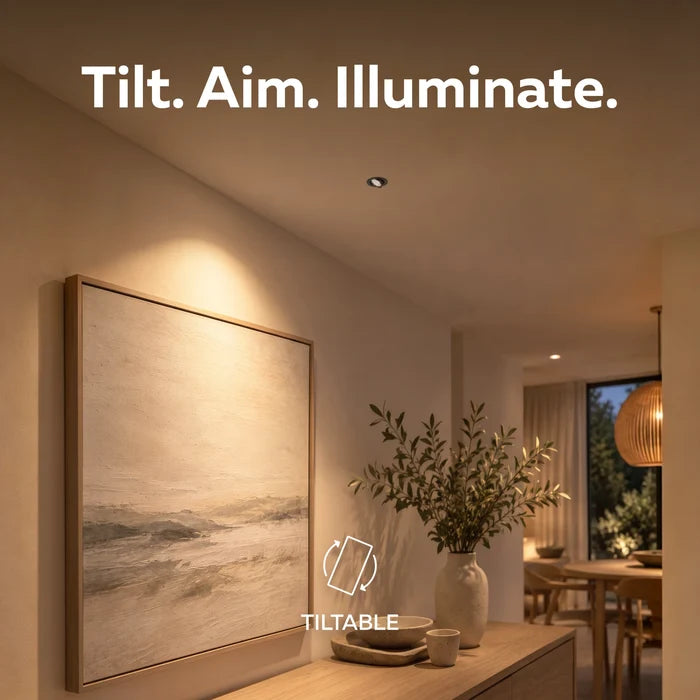 Calex Ultra-Thin Tiltable LED Downlight - 4CCT - Black