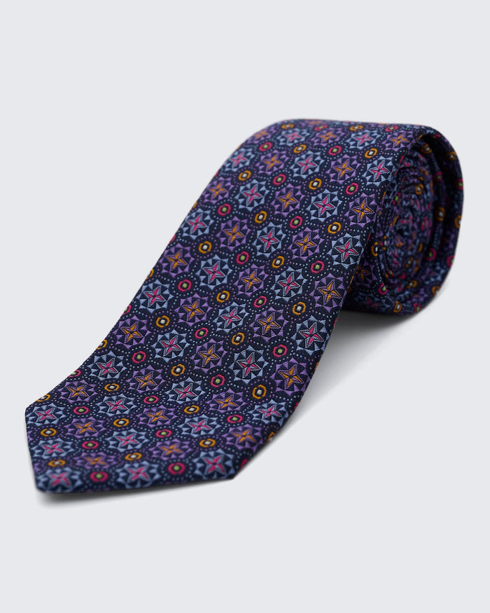 Carberry Silk Geometric Purple Tie
