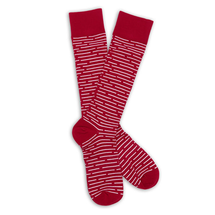 Cardinal Broken Stripe Dress Socks - SARTORO