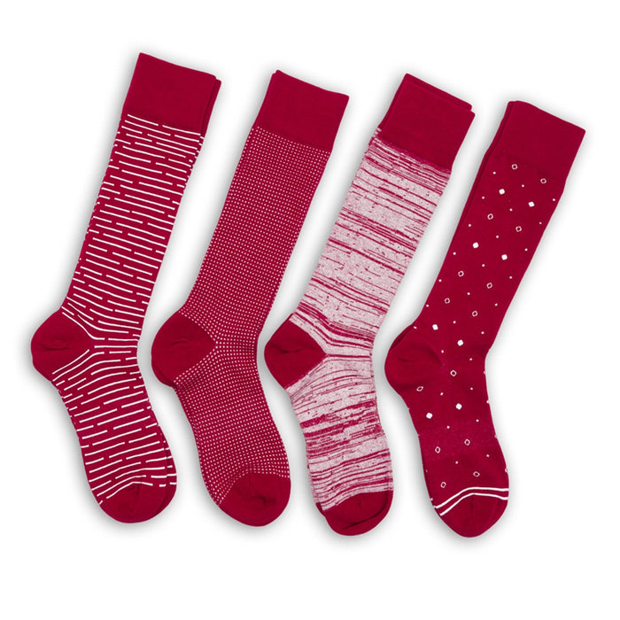 Cardinal / White Dress Socks 4 - Pack - SARTORO