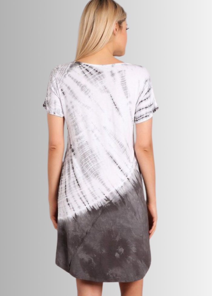 Casually Cool Grey Tie Dye Dress