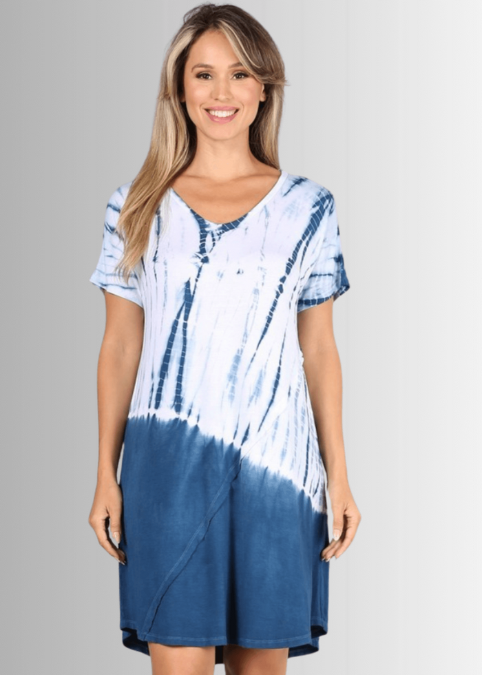 Casually Cool Tie Dye Dress Blue for Effortless Style