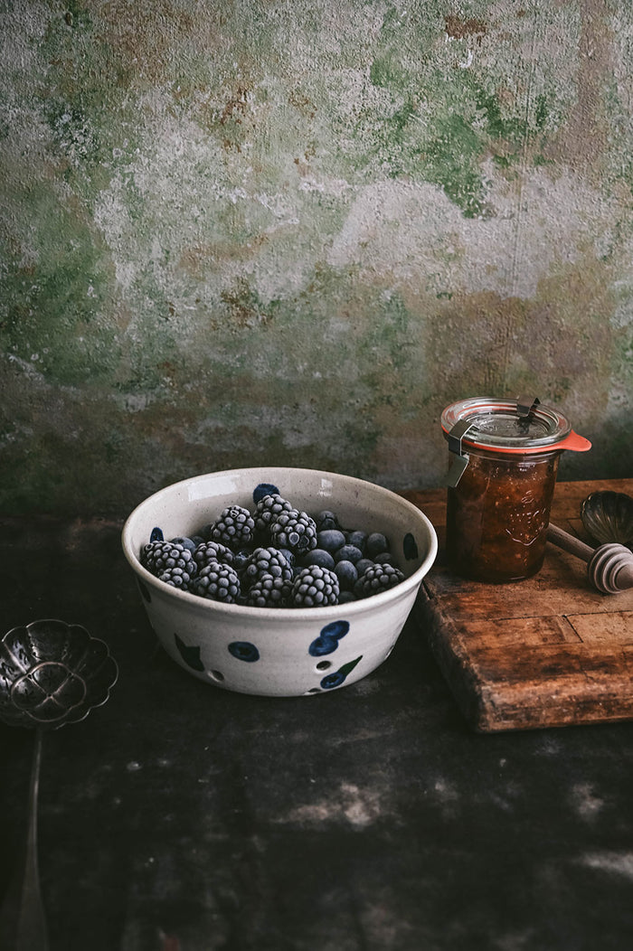 Ceramic Berry Colander Bowl - Blueberry