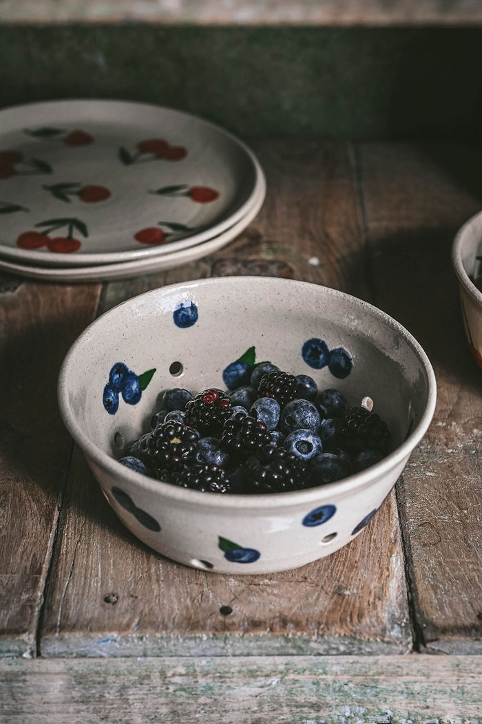 Ceramic Berry Colander Bowl - Blueberry
