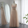 Champagne Dubai Evening Dresses Luxury Women Wedding Party Gown SS376