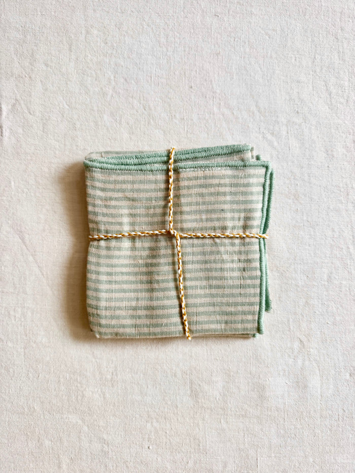 Chandra Napkins - Blue Green Stripe - S/2