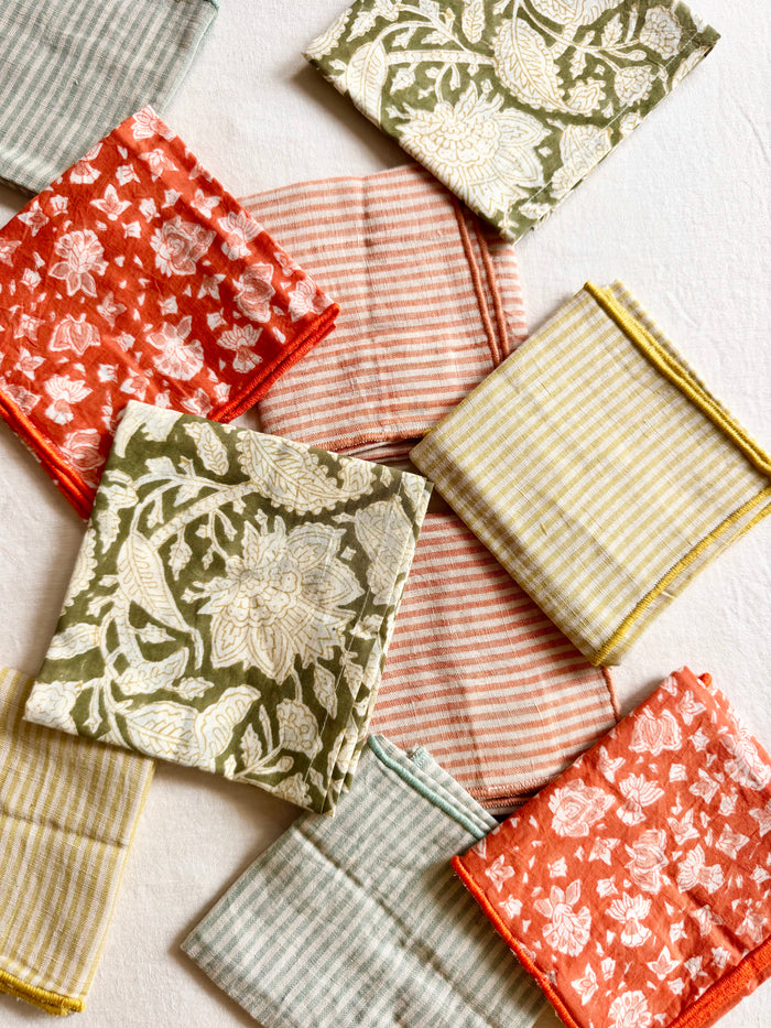 Chandra Napkins - Blue Green Stripe - S/2