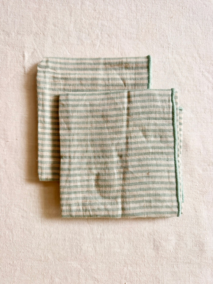 Chandra Napkins - Blue Green Stripe - S/2