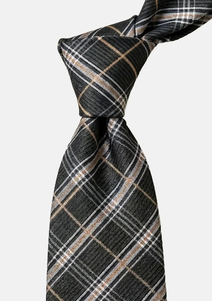 Charcoal Camel Plaid Tie - SARTORO