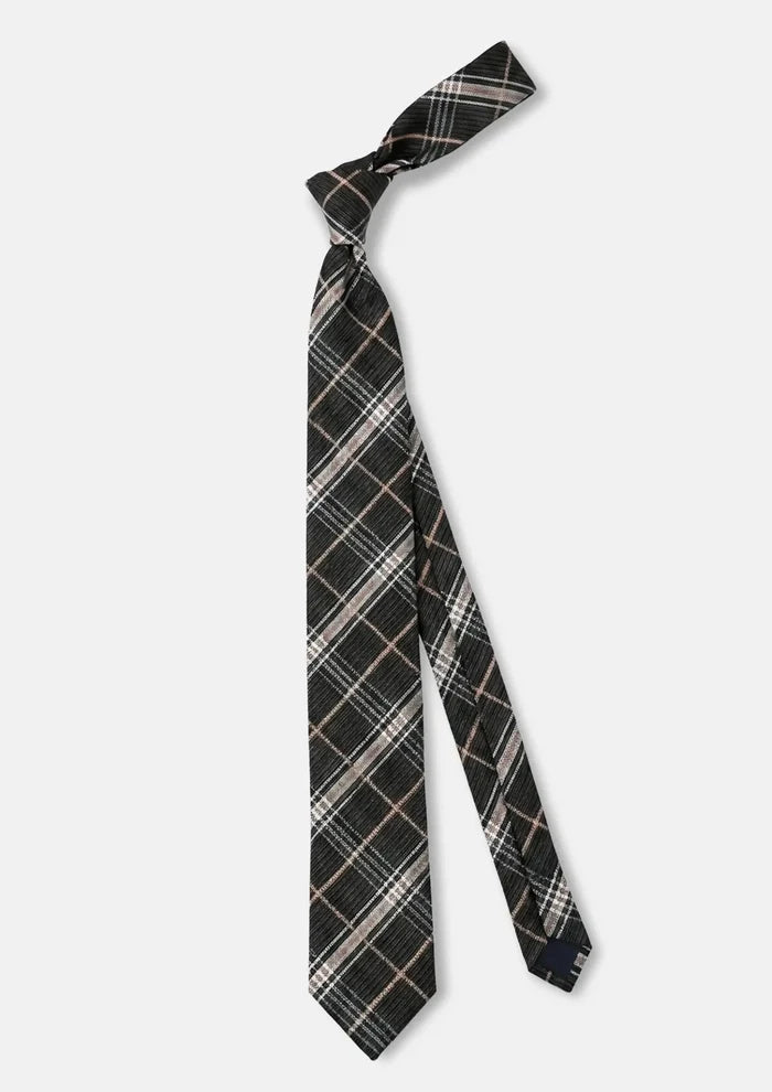 Charcoal Camel Plaid Tie - SARTORO
