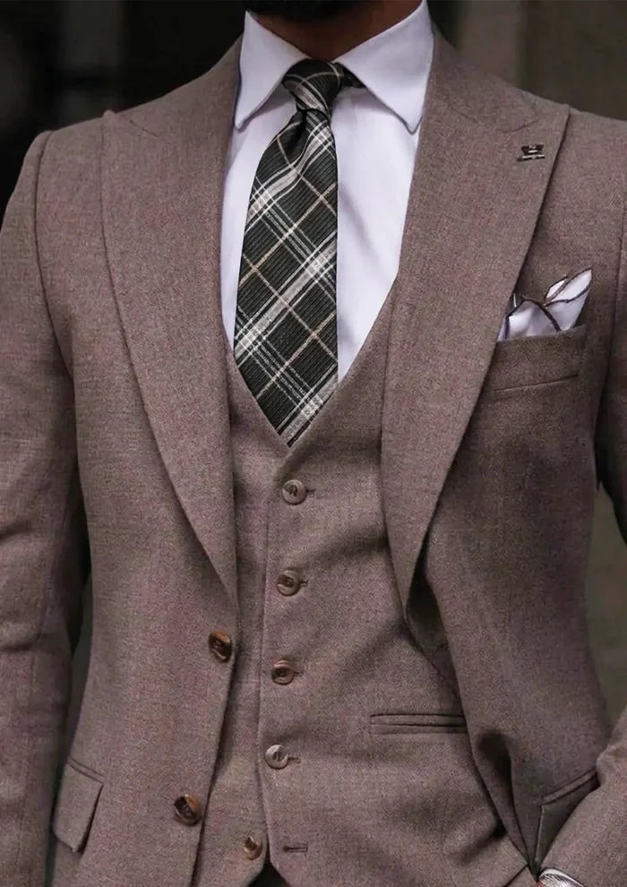 Charcoal Camel Plaid Tie - SARTORO