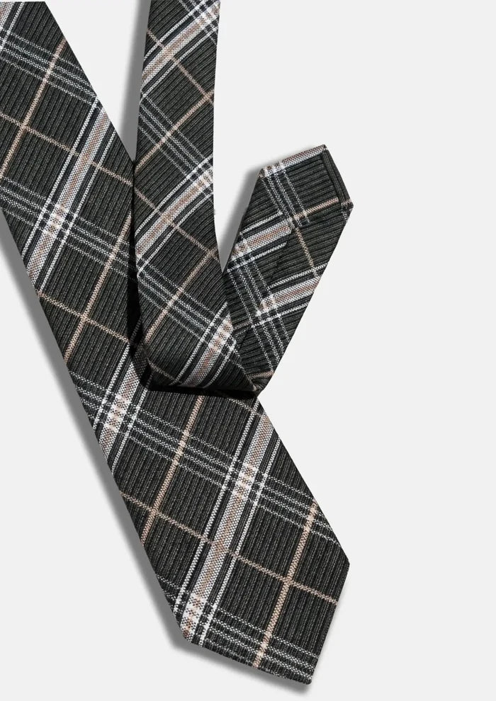 Charcoal Camel Plaid Tie - SARTORO