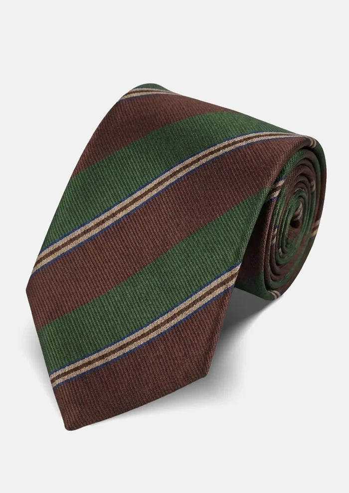 Chestnut Green Regimental Stripe Tie - SARTORO