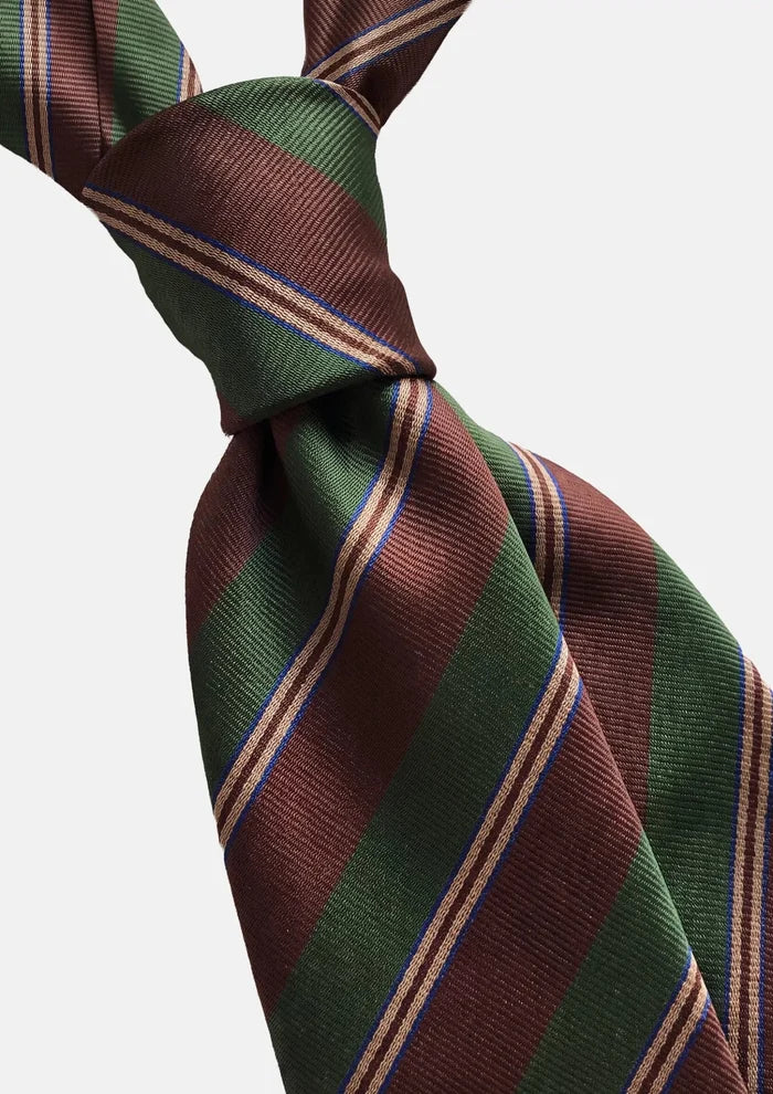Chestnut Green Regimental Stripe Tie - SARTORO