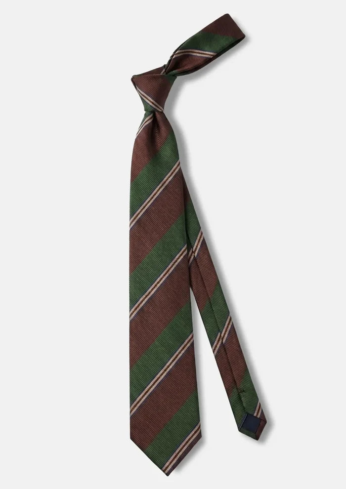 Chestnut Green Regimental Stripe Tie - SARTORO