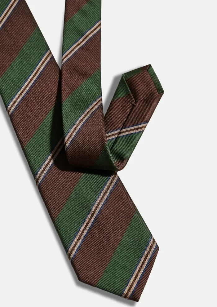 Chestnut Green Regimental Stripe Tie - SARTORO