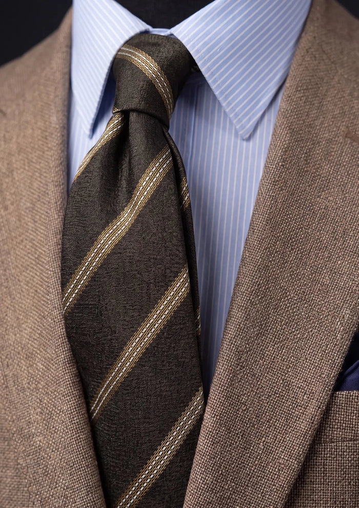 Chocolate Brown Gold Stripe Tie - SARTORO
