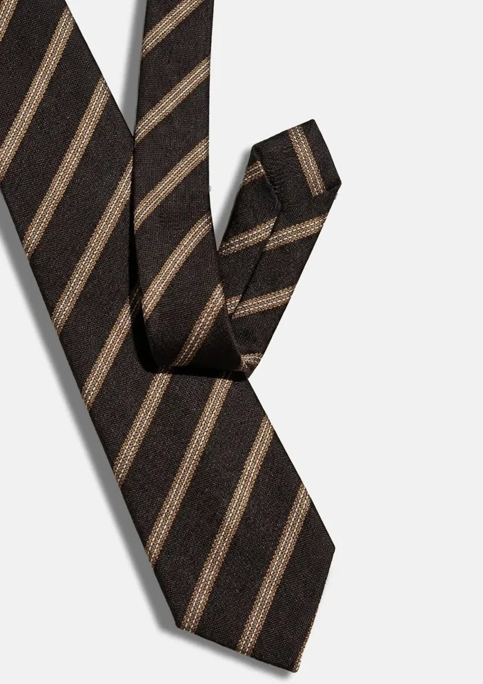 Chocolate Brown Gold Stripe Tie - SARTORO