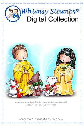 Christmas Choir Kids - Digital Stamp - Whimsy Stamps