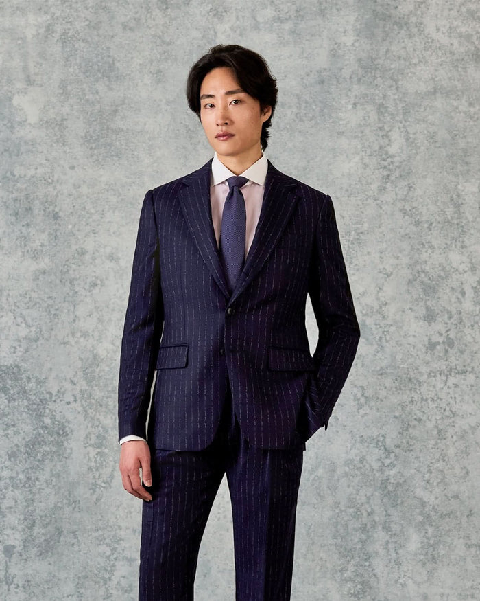 Churchill Suit Jacket Morse Code Flannel Navy