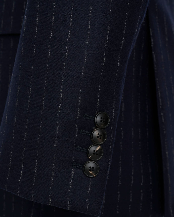 Churchill Suit Jacket Morse Code Flannel Navy