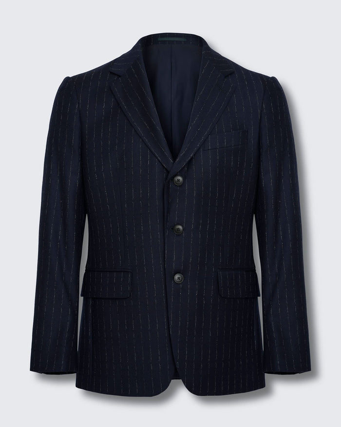 Churchill Suit Jacket Morse Code Flannel Navy