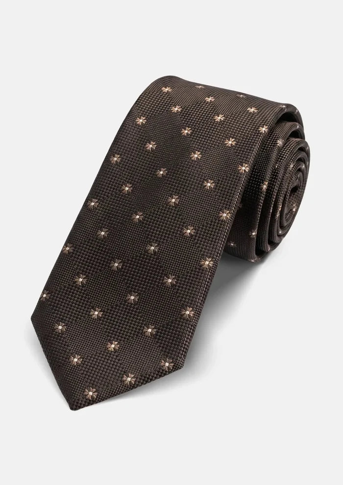 Classic Brown Patterned Tie - SARTORO