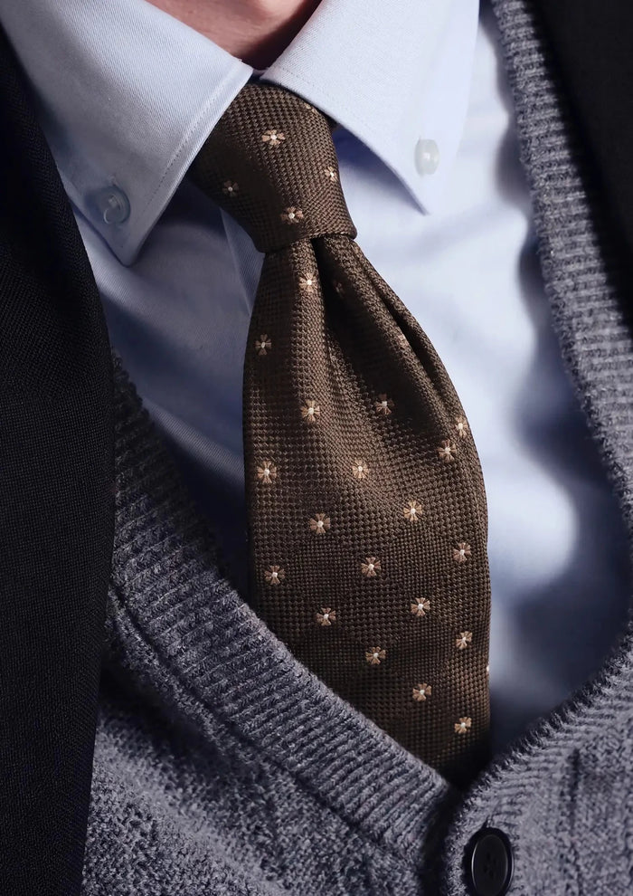 Classic Brown Patterned Tie - SARTORO