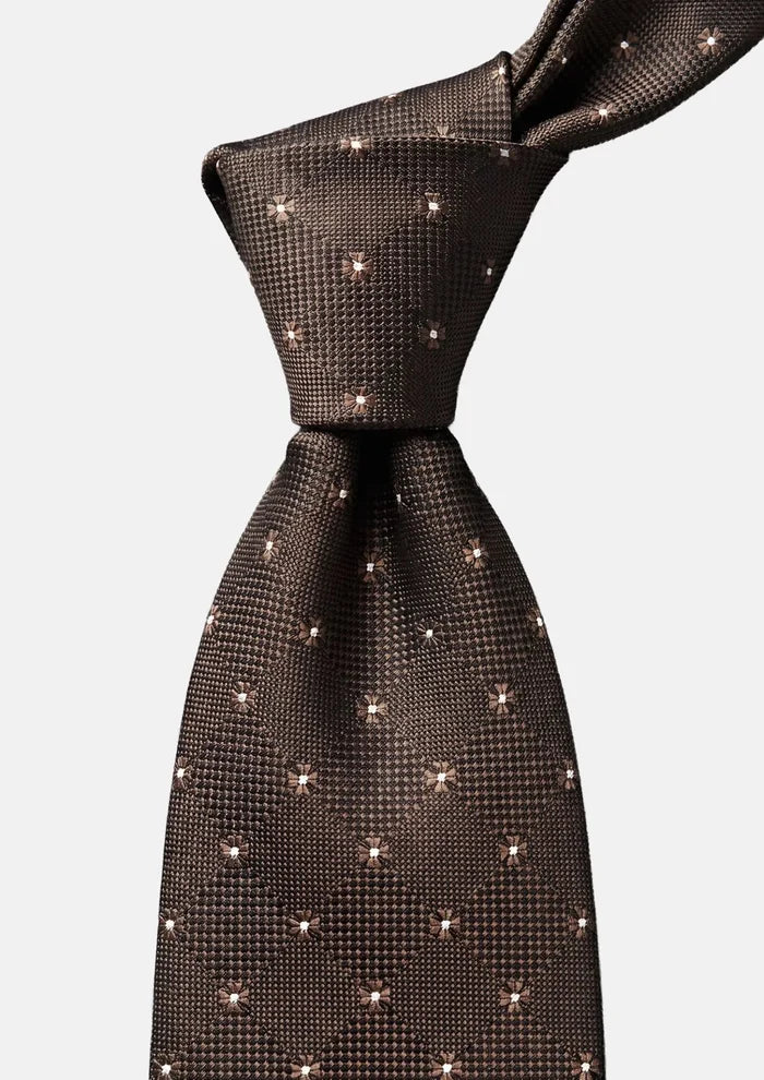 Classic Brown Patterned Tie - SARTORO