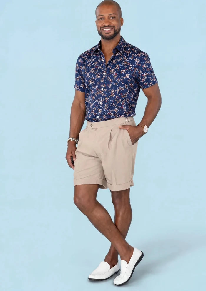 Cobalt Bloom Silk Shirt - SARTORO