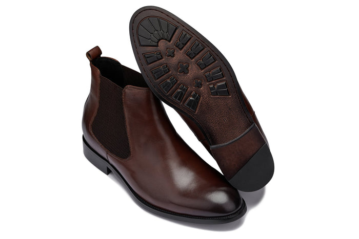 Coffee Brown Chelsea Boots - 2.8 Inches Taller - SARTORO