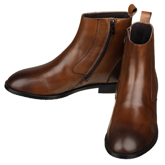Coffee Brown Zipper Boot - 2.6 Inches Taller - SARTORO