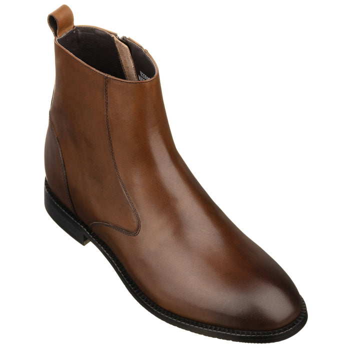 Coffee Brown Zipper Boot - 2.6 Inches Taller - SARTORO