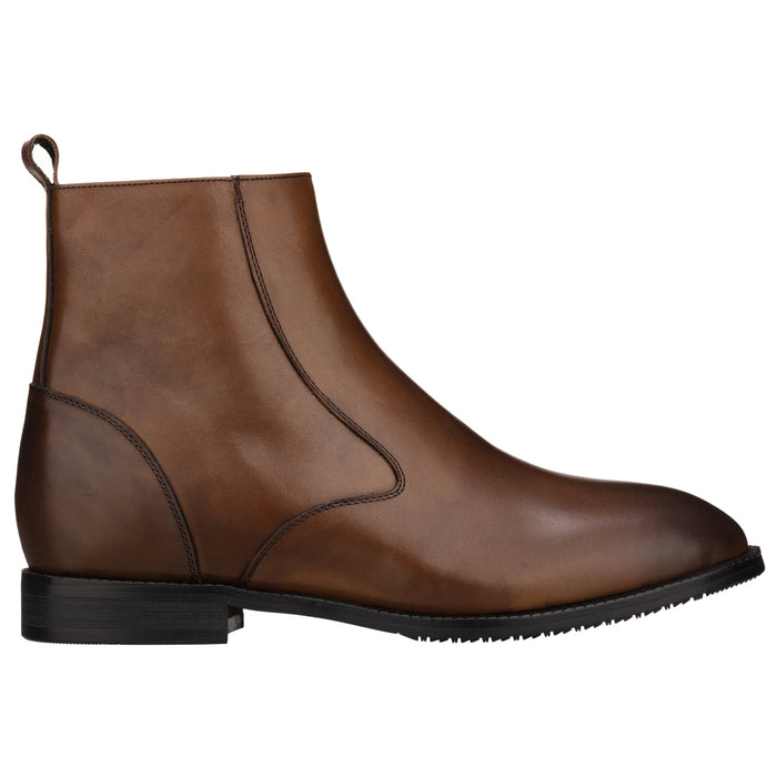 Coffee Brown Zipper Boot - 2.6 Inches Taller - SARTORO