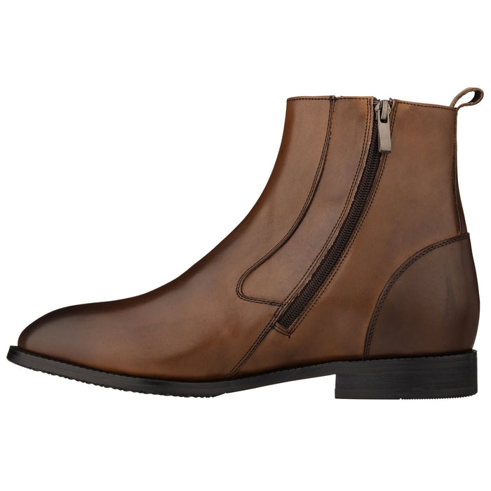 Coffee Brown Zipper Boot - 2.6 Inches Taller - SARTORO