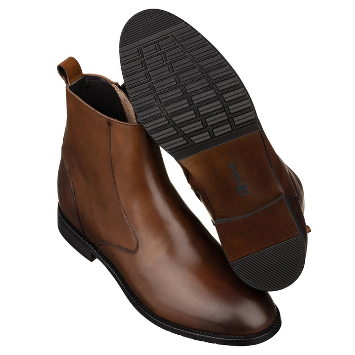 Coffee Brown Zipper Boot - 2.6 Inches Taller - SARTORO