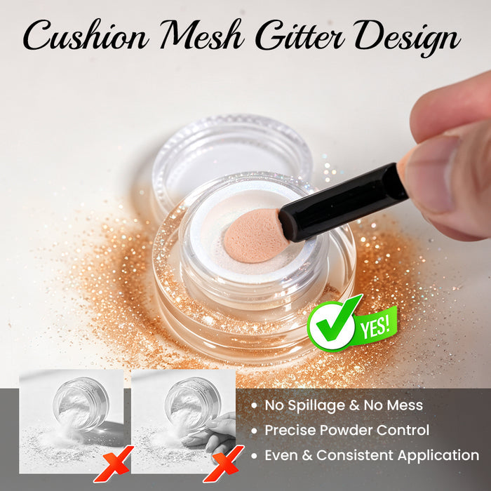 Coffee Gold Cushion Chrome Nail Powder | Mirror, Starry & 3D Effect