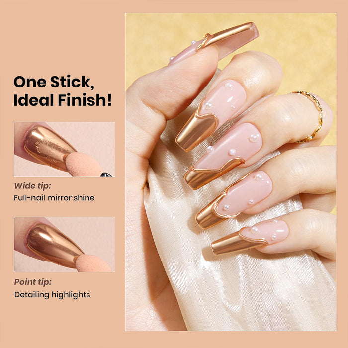 Coffee Gold Cushion Chrome Nail Powder | Mirror, Starry & 3D Effect