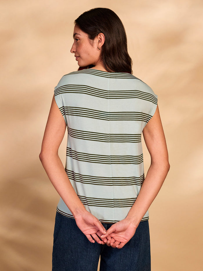 Cotton Blend Slash Neck T-Shirt