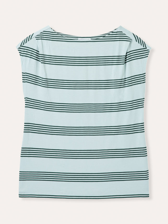 Cotton Blend Slash Neck T-Shirt