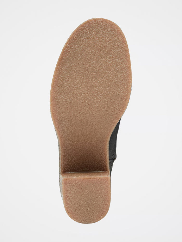 Crepe Block Heel Ankle Boots