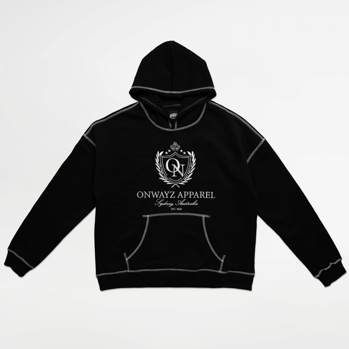 Crest Stitch Hoodie - Black