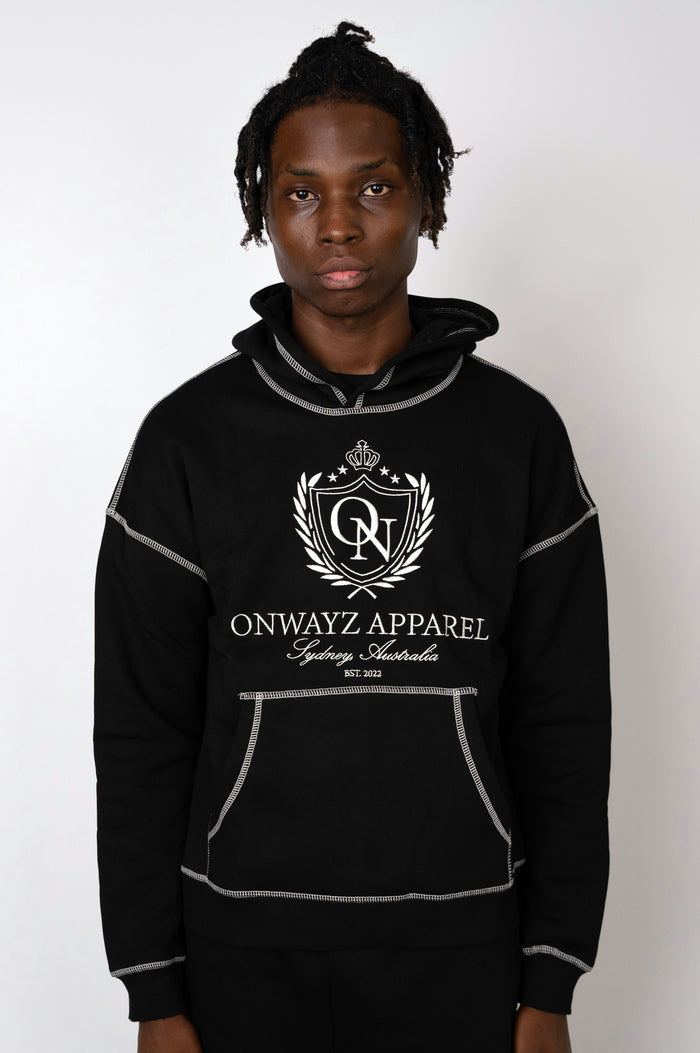 Crest Stitch Hoodie - Black